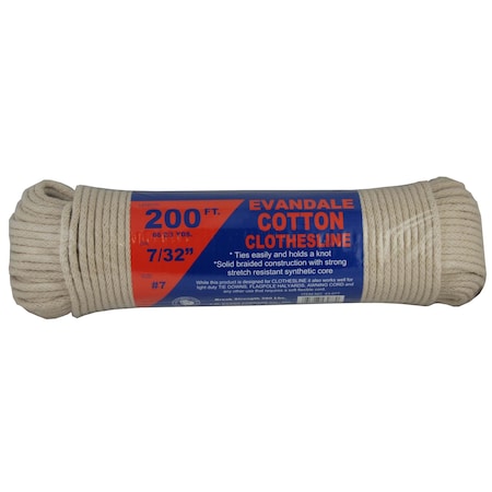 T.W. Evans Cordage Co. 7/32. x 200 ft. Evandale Cotton Clothesline Hank 43-077